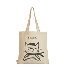 Сумка-шоппер Bonjuir cat, бежевая