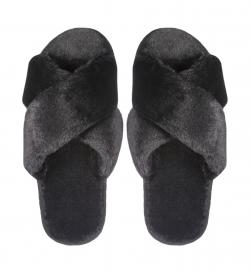 Тапочки меховые, черные, 38-39