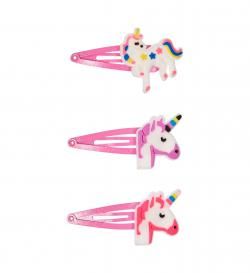 Набор заколок для волос, клик-клак, Unicorn, 3 шт