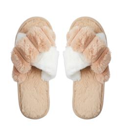 Тапочки меховые, бежевые, 40-41
