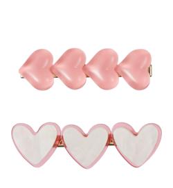 Набор заколок для волос, зажимы, Hearts, 2 шт