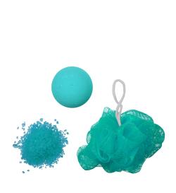 Набор SPA для тела 'Cosmic': соль для ванны 100г, бомбочка для ванны 100г, мочалка